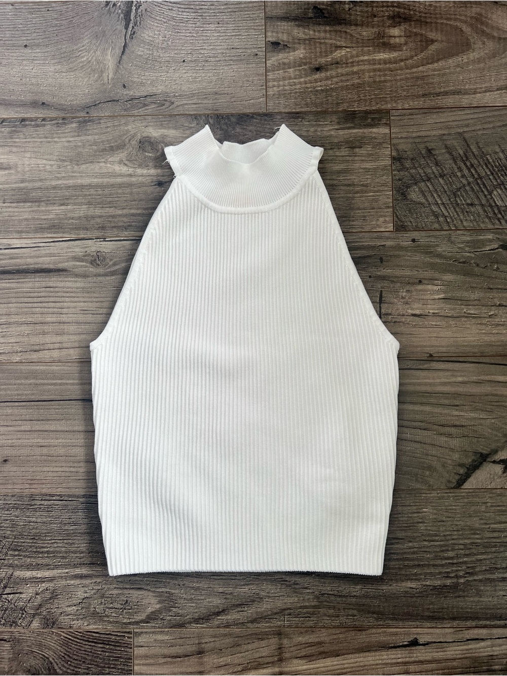 Allie Rose White Ribbed Mock Neck Tank Top